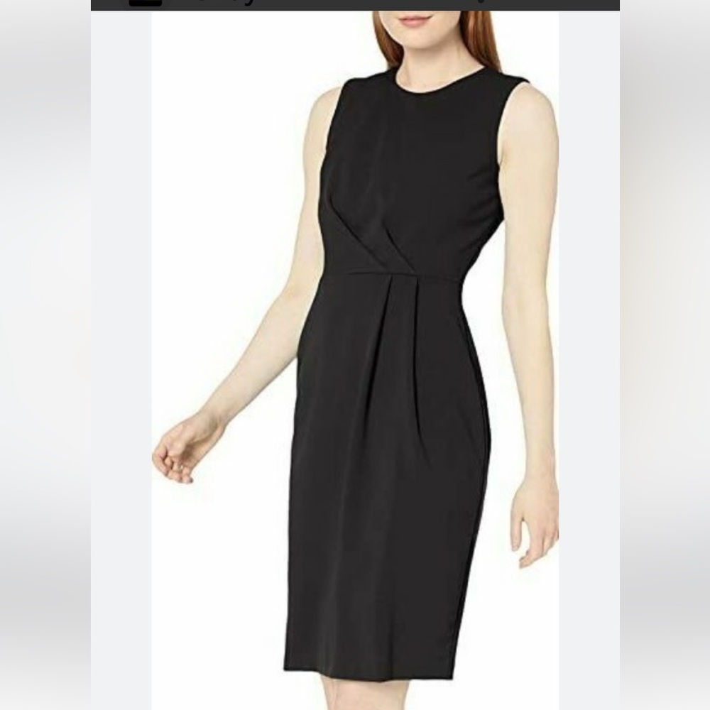 Calvin Klein Black Sleeveless Draped Sheath Dress
